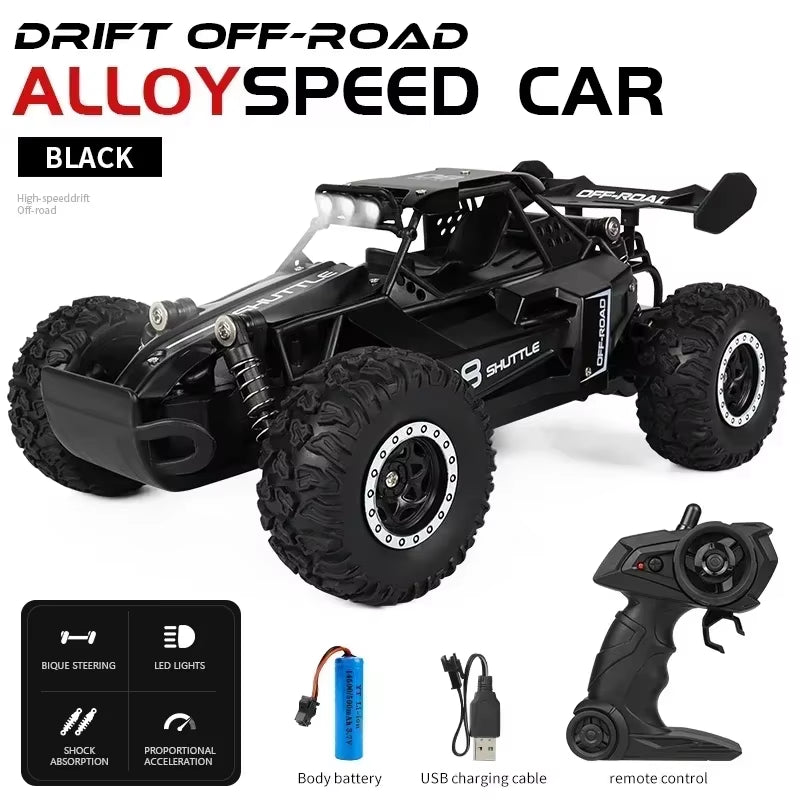 1:16 2.4G Model 2WD High-Speed Off-Road RC Car with LED Light Remote Control Climbing Vehicle Outdoor Trucks Car Gifts Kids Toys