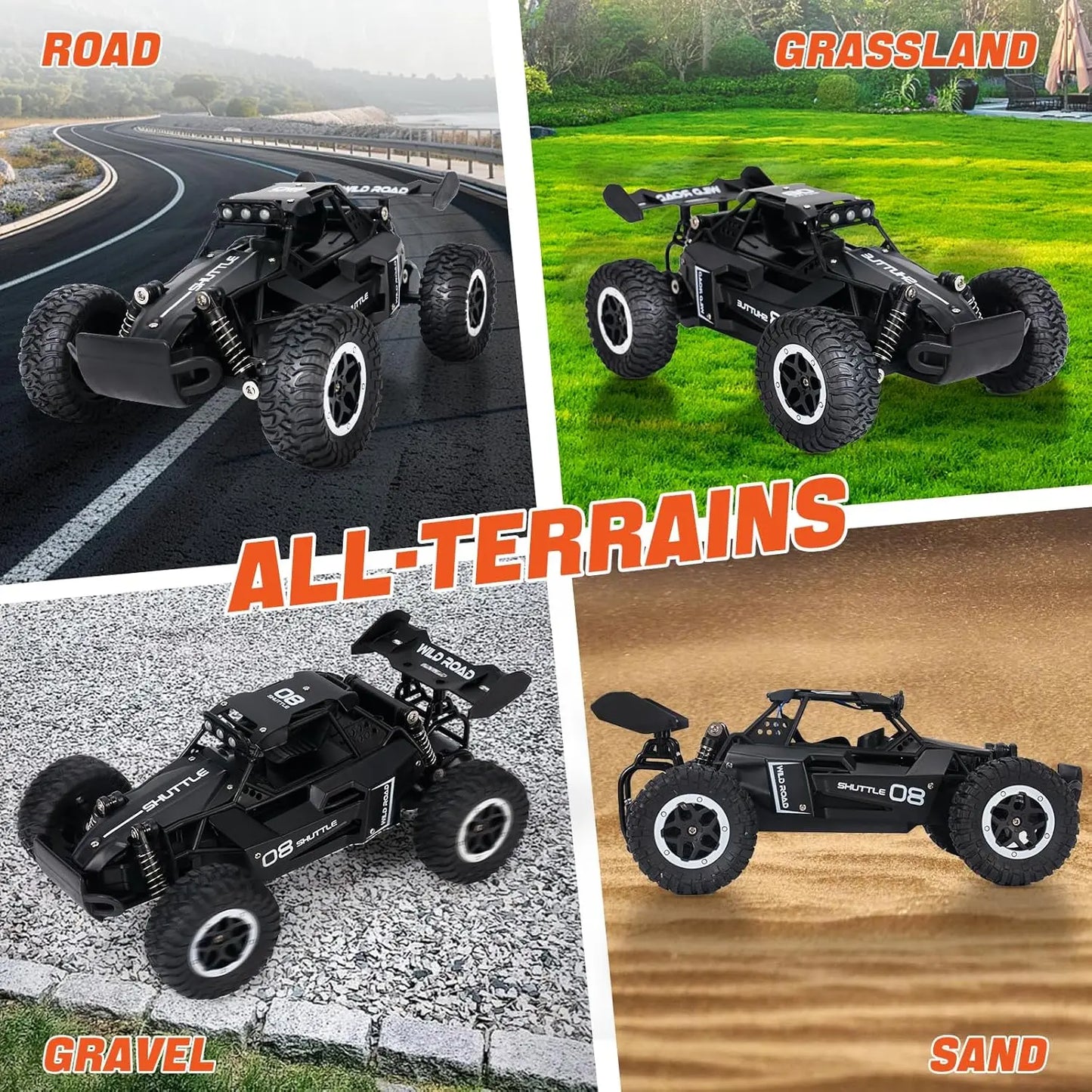 1:16 2.4G Model 2WD High-Speed Off-Road RC Car with LED Light Remote Control Climbing Vehicle Outdoor Trucks Car Gifts Kids Toys