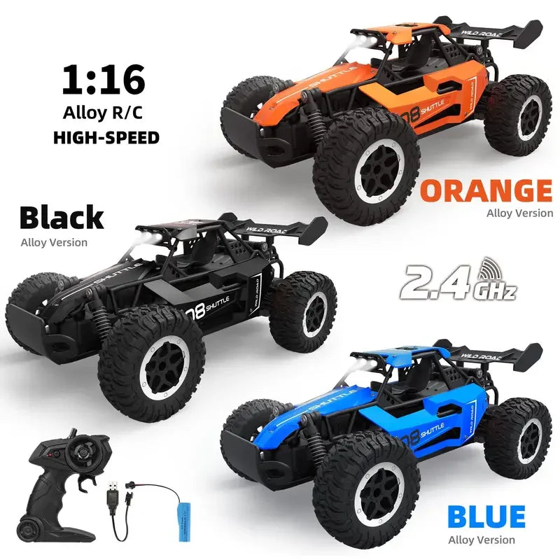 1:16 2.4G Model 2WD High-Speed Off-Road RC Car with LED Light Remote Control Climbing Vehicle Outdoor Trucks Car Gifts Kids Toys