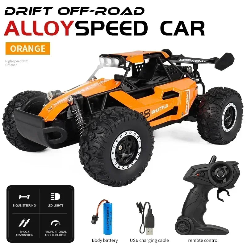 1:16 2.4G Model 2WD High-Speed Off-Road RC Car with LED Light Remote Control Climbing Vehicle Outdoor Trucks Car Gifts Kids Toys